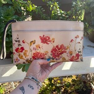 Patricia Nash Leather Floral Clutch with Wrist Strap